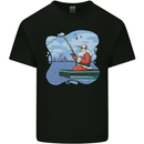 Santa Claus Fishing on a Pier Christmas Kids T-Shirt Childrens Black