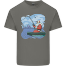 Santa Claus Fishing on a Pier Christmas Kids T-Shirt Childrens Charcoal