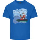 Santa Claus Fishing on a Pier Christmas Kids T-Shirt Childrens Royal Blue