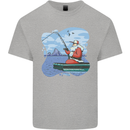 Santa Claus Fishing on a Pier Christmas Kids T-Shirt Childrens Sports Grey