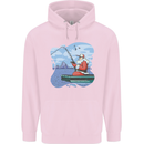 Santa Claus Fishing on a Pier Christmas Mens 80% Cotton Hoodie Light Pink