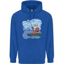 Santa Claus Fishing on a Pier Christmas Mens 80% Cotton Hoodie Royal Blue