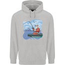 Santa Claus Fishing on a Pier Christmas Mens 80% Cotton Hoodie Sports Grey