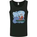 Santa Claus Fishing on a Pier Christmas Mens Vest Tank Top Black