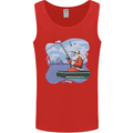 Santa Claus Fishing on a Pier Christmas Mens Vest Tank Top Red