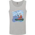 Santa Claus Fishing on a Pier Christmas Mens Vest Tank Top Sports Grey