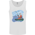 Santa Claus Fishing on a Pier Christmas Mens Vest Tank Top White