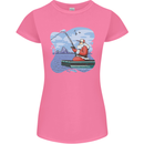Santa Claus Fishing on a Pier Christmas Womens Petite Cut T-Shirt Azalea