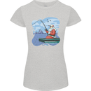 Santa Claus Fishing on a Pier Christmas Womens Petite Cut T-Shirt Sports Grey