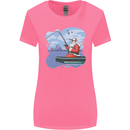 Santa Claus Fishing on a Pier Christmas Womens Wider Cut T-Shirt Azalea