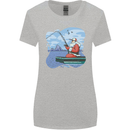 Santa Claus Fishing on a Pier Christmas Womens Wider Cut T-Shirt Sports Grey