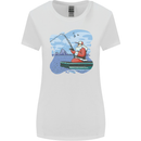 Santa Claus Fishing on a Pier Christmas Womens Wider Cut T-Shirt White