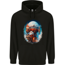 Santa Claus Lapland Sleigh Mens 80% Cotton Hoodie Black