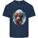 Santa Claus Lapland Sleigh Mens Cotton T-Shirt Tee Top Navy Blue