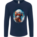 Santa Claus Lapland Sleigh Mens Long Sleeve T-Shirt Navy Blue