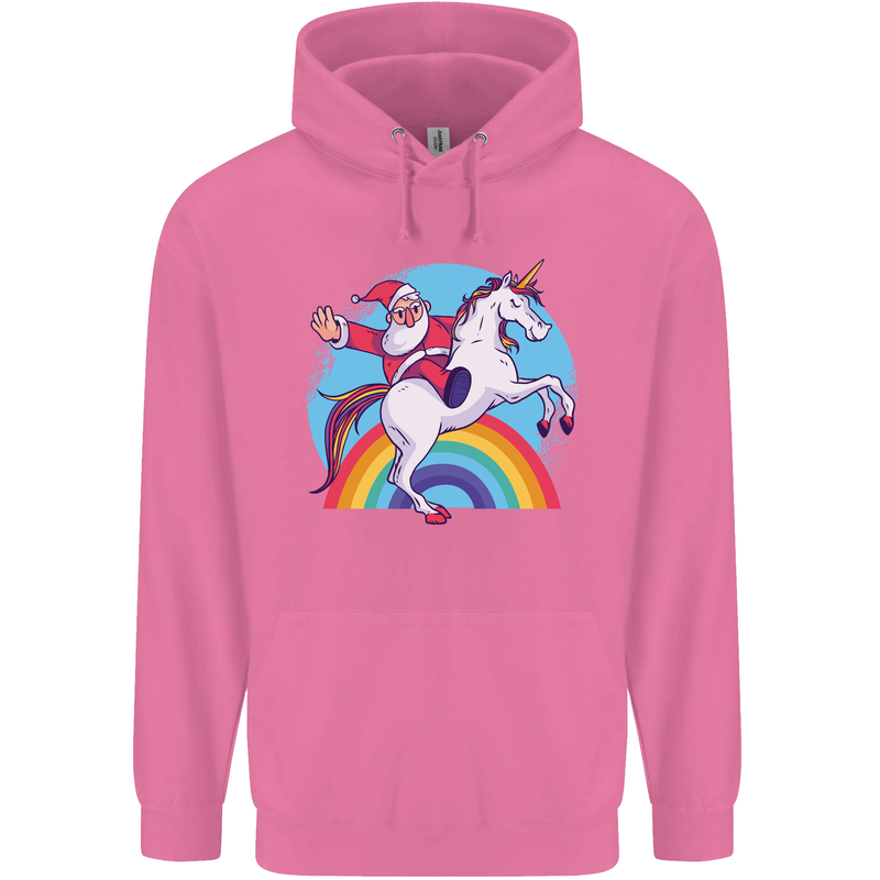 Santa Claus On a Unicorn Christmas Xmas Childrens Kids Hoodie Azalea