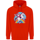 Santa Claus On a Unicorn Christmas Xmas Childrens Kids Hoodie Bright Red