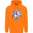 Santa Claus On a Unicorn Christmas Xmas Childrens Kids Hoodie Orange