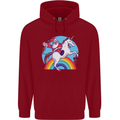 Santa Claus On a Unicorn Christmas Xmas Childrens Kids Hoodie Red