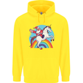 Santa Claus On a Unicorn Christmas Xmas Childrens Kids Hoodie Yellow
