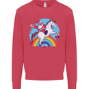 Santa Claus On a Unicorn Christmas Xmas Kids Sweatshirt Jumper Heliconia