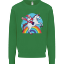 Santa Claus On a Unicorn Christmas Xmas Kids Sweatshirt Jumper Irish Green