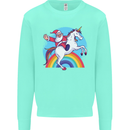 Santa Claus On a Unicorn Christmas Xmas Kids Sweatshirt Jumper Peppermint