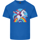 Santa Claus On a Unicorn Christmas Xmas Kids T-Shirt Childrens Royal Blue