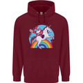 Santa Claus On a Unicorn Christmas Xmas Mens 80% Cotton Hoodie Maroon