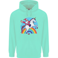 Santa Claus On a Unicorn Christmas Xmas Mens 80% Cotton Hoodie Peppermint