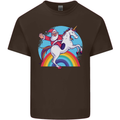 Santa Claus On a Unicorn Christmas Xmas Mens Cotton T-Shirt Tee Top Dark Chocolate