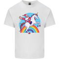 Santa Claus On a Unicorn Christmas Xmas Mens Cotton T-Shirt Tee Top White