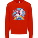 Santa Claus On a Unicorn Christmas Xmas Mens Sweatshirt Jumper Bright Red