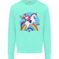 Santa Claus On a Unicorn Christmas Xmas Mens Sweatshirt Jumper Peppermint