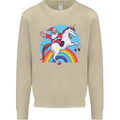 Santa Claus On a Unicorn Christmas Xmas Mens Sweatshirt Jumper Sand