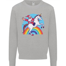 Santa Claus On a Unicorn Christmas Xmas Mens Sweatshirt Jumper Sports Grey