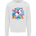 Santa Claus On a Unicorn Christmas Xmas Mens Sweatshirt Jumper White