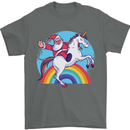 Santa Claus On a Unicorn Christmas Xmas Mens T-Shirt 100% Cotton Charcoal