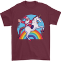 Santa Claus On a Unicorn Christmas Xmas Mens T-Shirt 100% Cotton Maroon