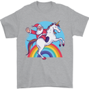 Santa Claus On a Unicorn Christmas Xmas Mens T-Shirt 100% Cotton Sports Grey