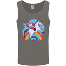 Santa Claus On a Unicorn Christmas Xmas Mens Vest Tank Top Charcoal