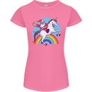 Santa Claus On a Unicorn Christmas Xmas Womens Petite Cut T-Shirt Azalea