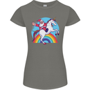 Santa Claus On a Unicorn Christmas Xmas Womens Petite Cut T-Shirt Charcoal