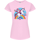 Santa Claus On a Unicorn Christmas Xmas Womens Petite Cut T-Shirt Light Pink