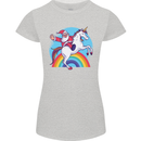 Santa Claus On a Unicorn Christmas Xmas Womens Petite Cut T-Shirt Sports Grey
