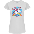 Santa Claus On a Unicorn Christmas Xmas Womens Petite Cut T-Shirt White