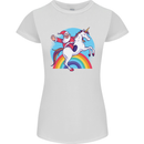 Santa Claus On a Unicorn Christmas Xmas Womens Petite Cut T-Shirt White