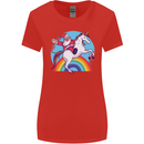 Santa Claus On a Unicorn Christmas Xmas Womens Wider Cut T-Shirt Red