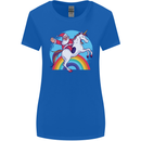 Santa Claus On a Unicorn Christmas Xmas Womens Wider Cut T-Shirt Royal Blue