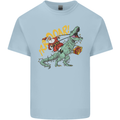 Santa Claus Riding a T-Rex Dinosaur Christmas Kids T-Shirt Childrens Light Blue